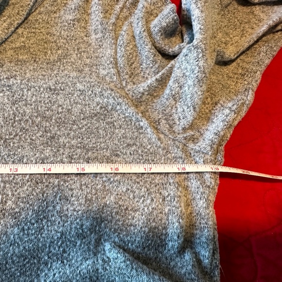 Loveappella Heather Grey cowl neck, asymmetrical sweater in large - Picture 7 of 10